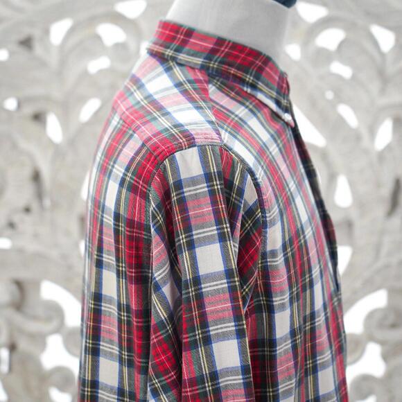 L.L. Bean Men's L Red Green Plaid Shirt Button Down Long Sleeve Cotton Vintage - Picture 8 of 12